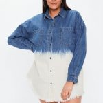 Missguided Große Größe Blue – Übergroßes Hemdkleid aus Dip Dye Jeans kleid